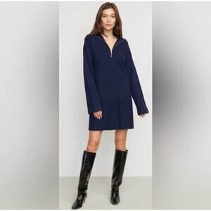 Modern Citizen Women’s XS Navy Blue Milly Quarter-Zip Sweater Dress